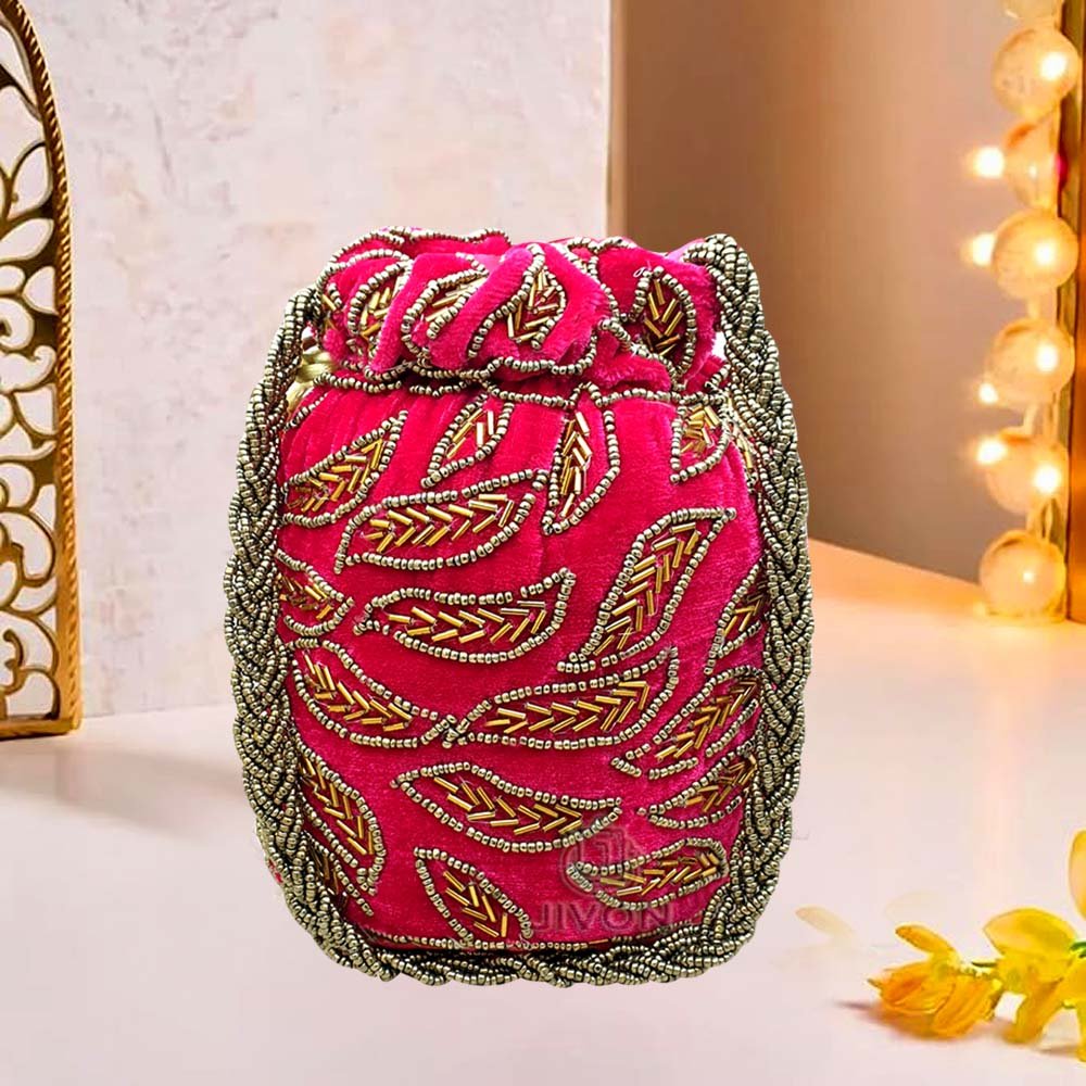 12 Trending Potli Bag For Women and Girls -Pink - Image 1
