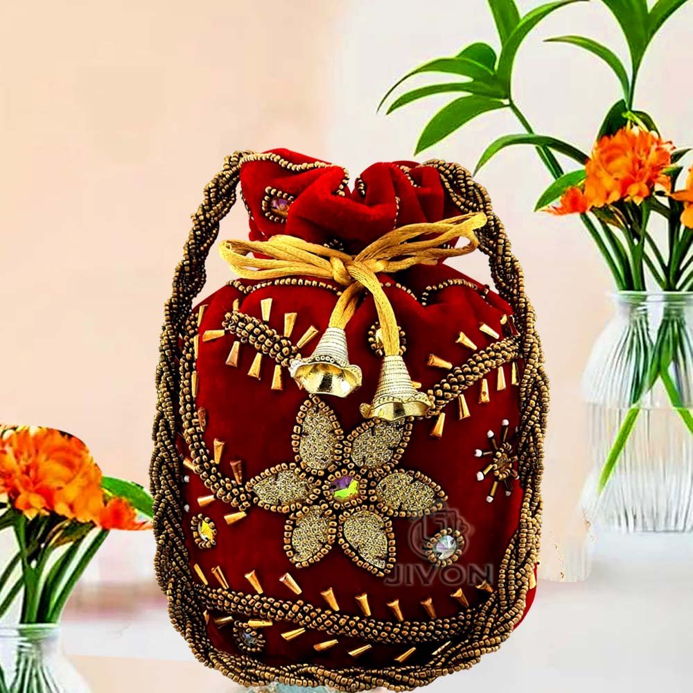 14 Designer Potlis For Woman - Red - Image 1