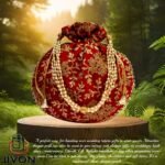 Embroidered Silk Potli Bags-Maroon