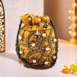 Moti Potli Bags For Women-Yellow