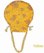 Embroidered Silk Potli Bags-Yellow - Image 5