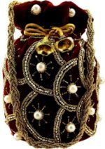 Moti Potli Bags For Women-Maroon - Image 2