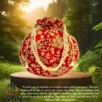 Embroidered Silk Potli Bags-Red