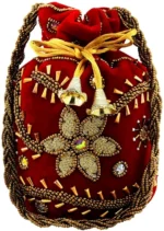 Jivon 1058 Red Velvet Potli Bag