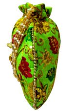 Zari Embroidered Potli Bag-Green - Image 5