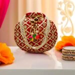 Rajasthani Style Gota Patti Silk Potli-Maroon