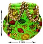 Zari Embroidered Potli Bag-Green - Image 7