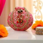 Rajasthani Style Gota Patti Silk Potli-BabyPink