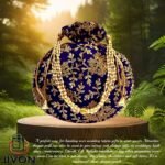 Embroidered Silk Potli Bags-Blue