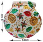 Zari Embroidered Potli Bag-White - Image 6