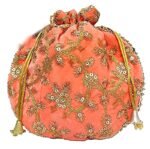 potli bags for wedding return gifts -Peach - Image 3