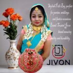 Rajasthani Style Gota Patti Silk Potli-BabyPink - Image 2