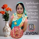 Rajasthani Style Gota Patti Silk Potli-Pink - Image 2