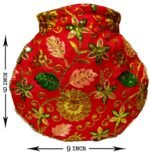 Zari Embroidered Potli Bag-Red - Image 3