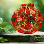 Zari Embroidered Potli Bag-Red