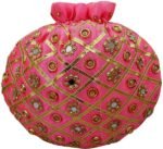 Rajasthani Style Gota Patti Silk Potli-BabyPink - Image 4
