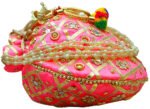 Rajasthani Style Gota Patti Silk Potli-BabyPink - Image 7