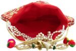 Rajasthani Style Gota Patti Silk Potli-Red - Image 8