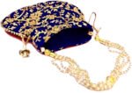 Embroidered Silk Potli Bags-Blue - Image 5