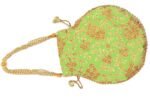 Embroidered Silk Potli Bags-Lt Green - Image 3