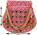 Rajasthani Style Gota Patti Silk Potli-BabyPink - Image 9