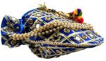 Rajasthani Style Gota Patti Silk Potli-Blue - Image 4