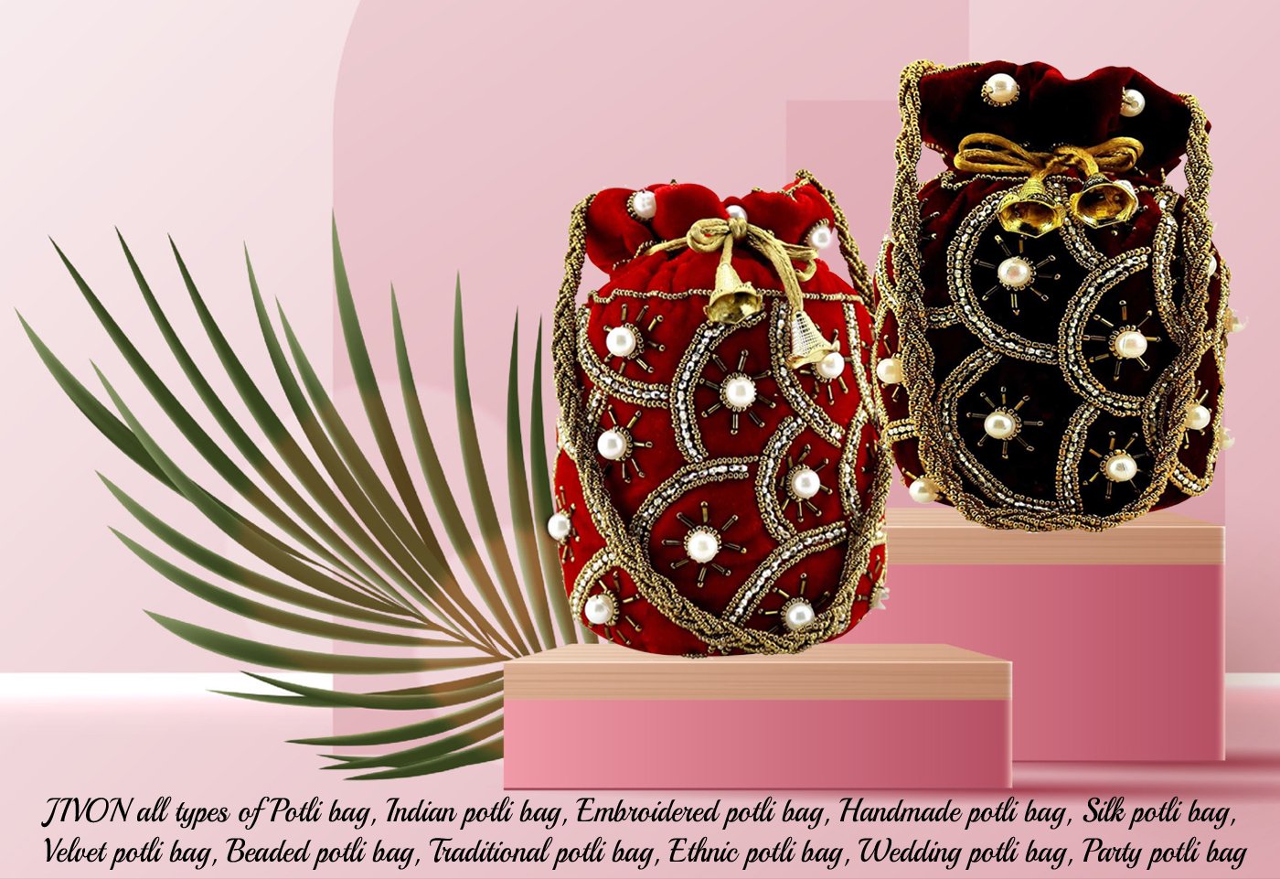 10 Moti Combo Potli Women-Red,Maroon - Image 1