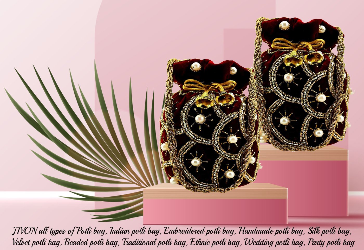 19 Moti Combo Potli Women-Maroon - Image 1